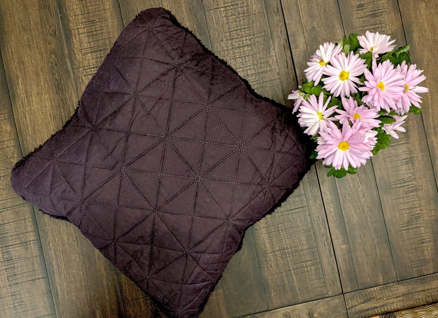 DaDa Bedding Hand-Made Eggplant Purple Sherpa Backside Quilted Throw