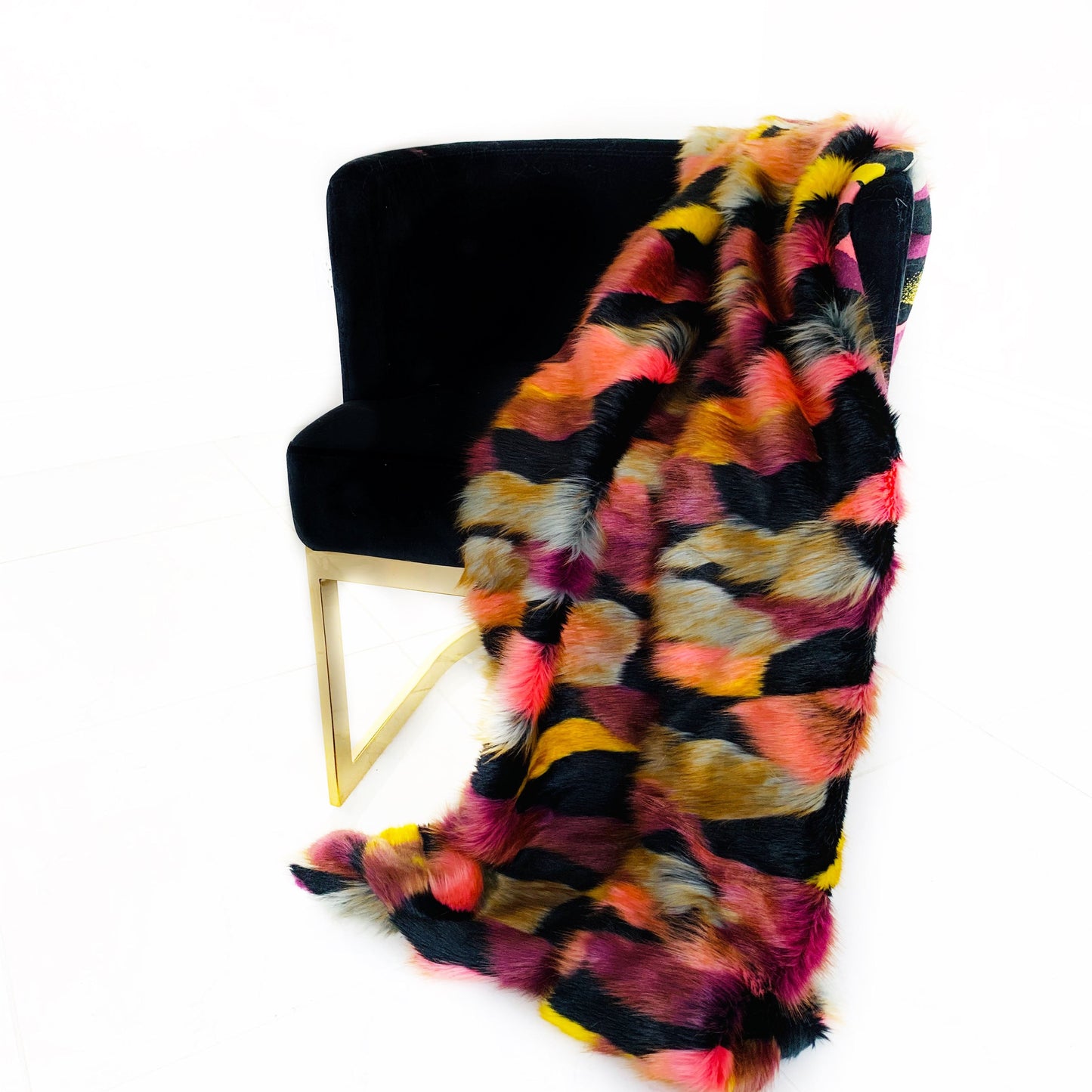 Plutus Burgundy, Black Exotic Parrot Faux Fur Luxury Throw Blanket