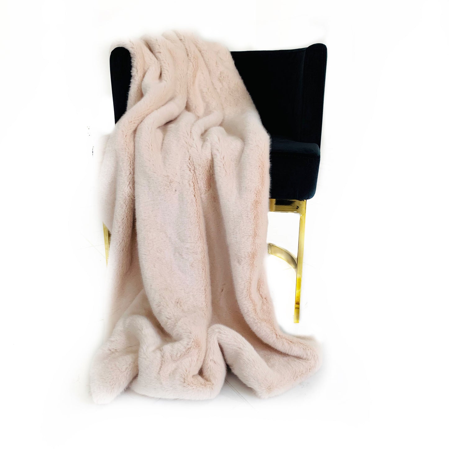 Plutus Pink Plush Faux Fur Luxury Throw Blanket