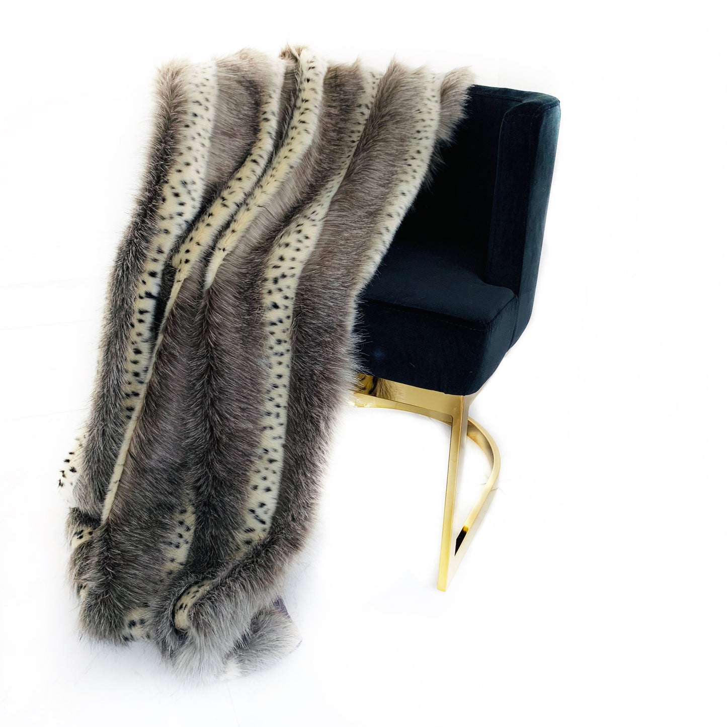 Plutus Gray Two Tone Feather Faux Fur Luxury Throw Blanket