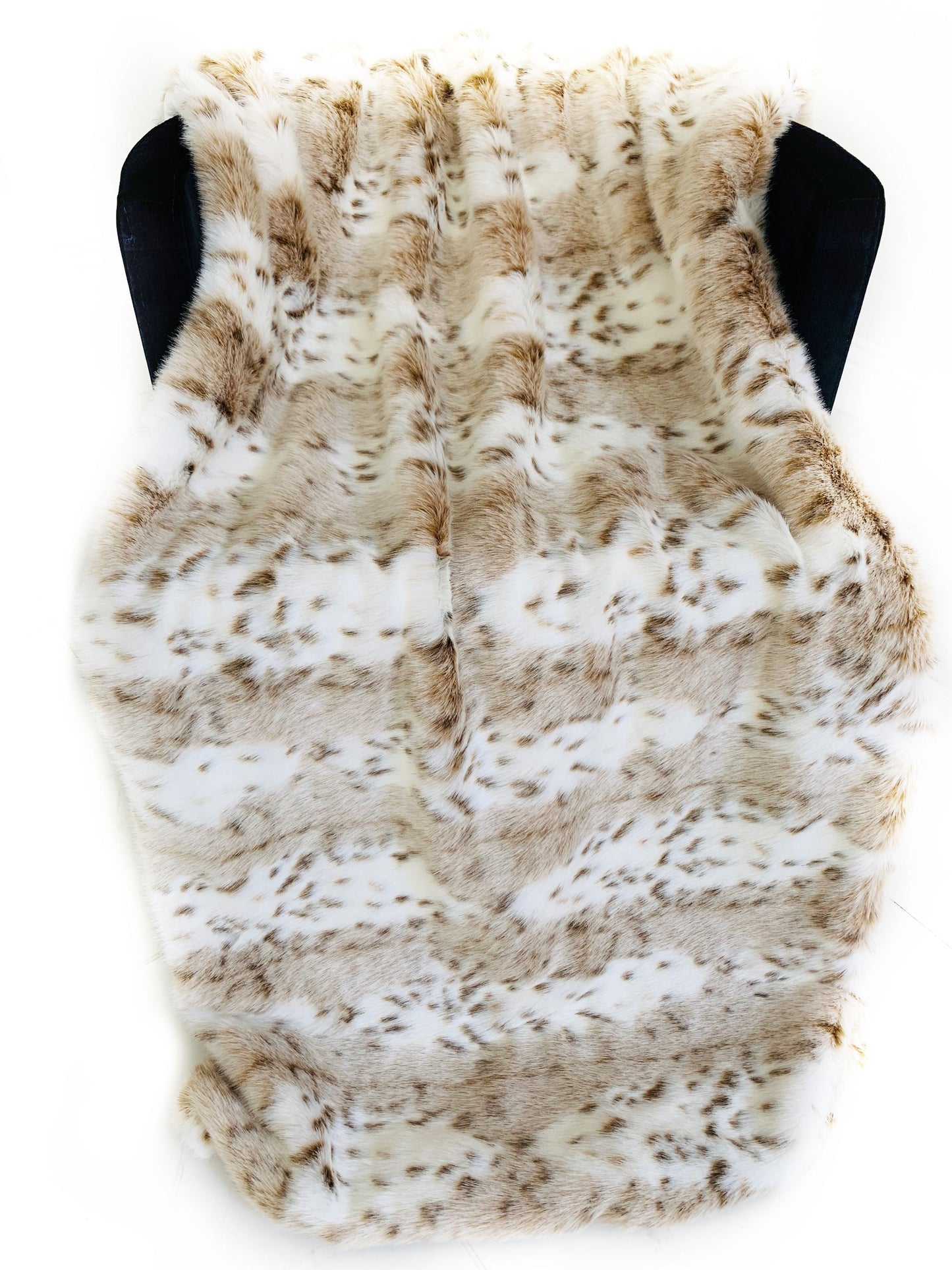 Plutus Brown, Beige Leopard Fur Faux Fur Luxury Throw Blanket