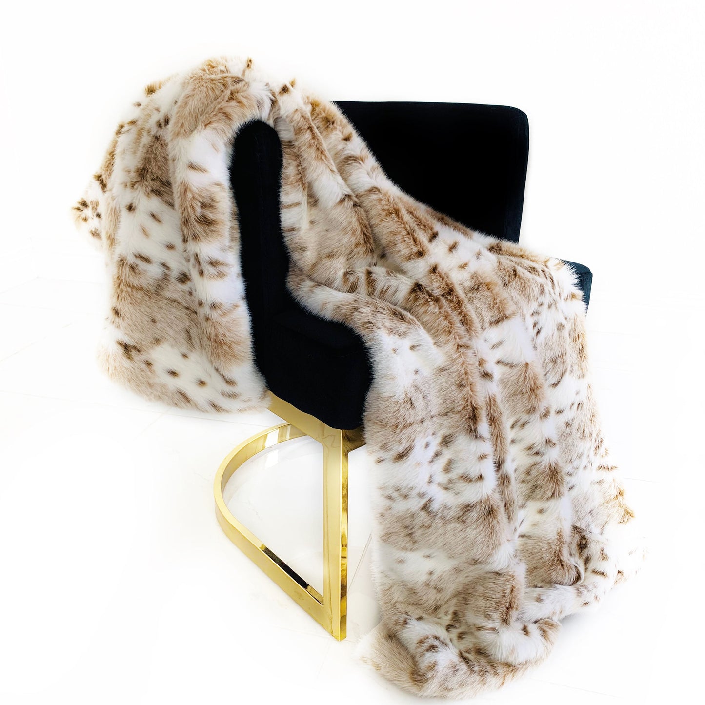 Plutus Brown, Beige Leopard Fur Faux Fur Luxury Throw Blanket