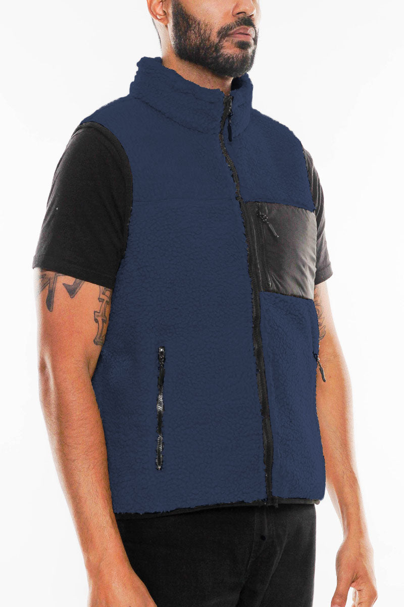SHERPA FLEECE ZIP UP VEST
