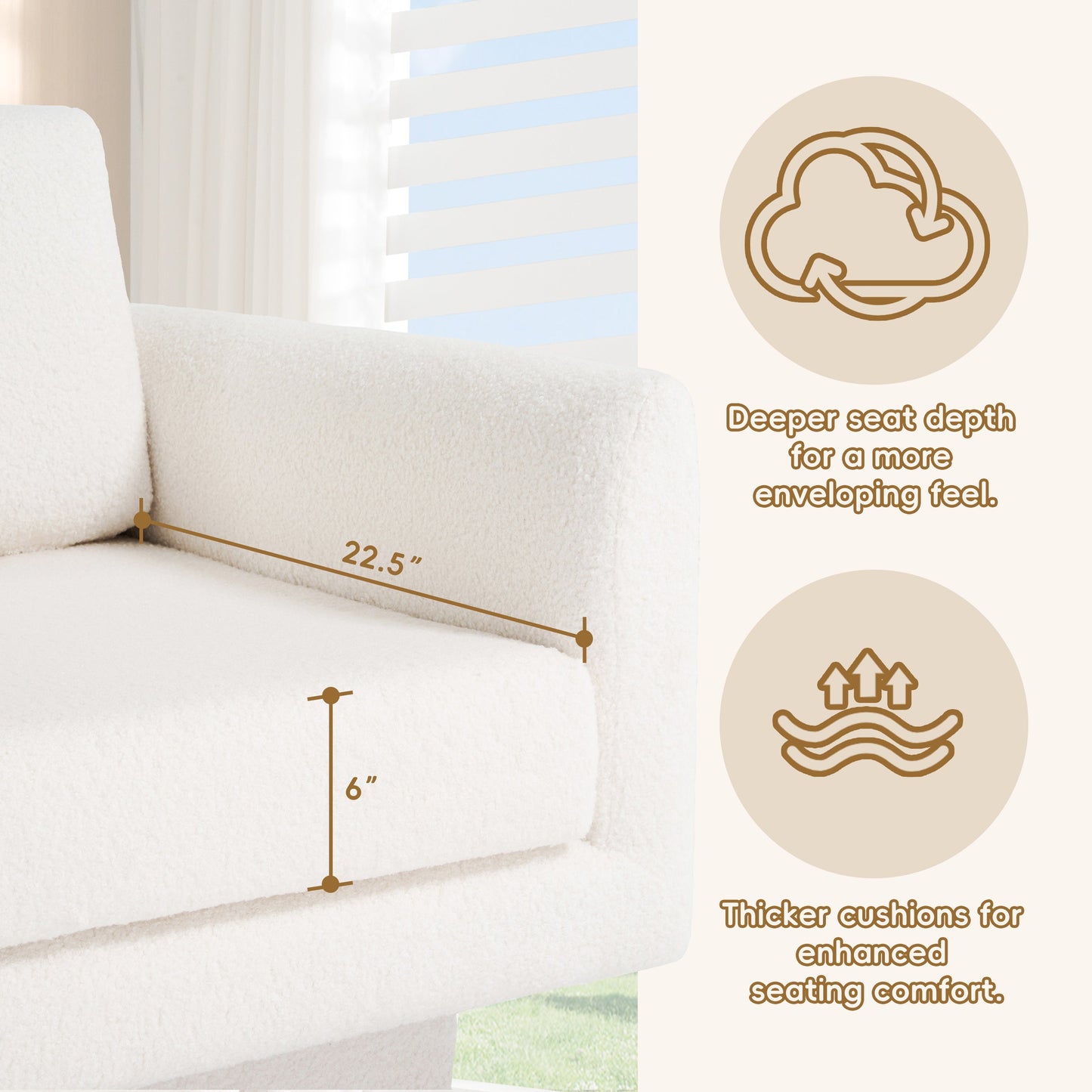 360° Modern Swivel Accent Chair,30" W Teddy Sherpa Round