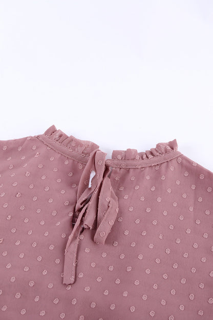 Green Swiss Dot Smocked Crew Neck Tank