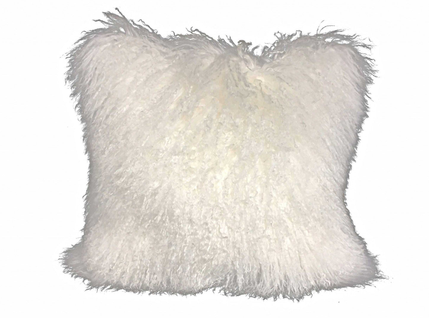 20inches Bright White Genuine Tibetan Lamb Fur Pillow with Microsuede
