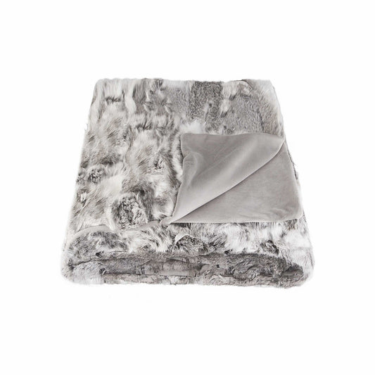 2inches x 50inches x 60inches 100% Natural Rabbit Fur Grey Throw