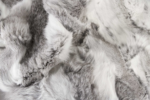 2inches x 50inches x 60inches 100% Natural Rabbit Fur Grey Throw
