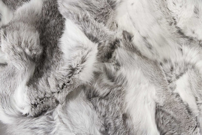 2inches x 50inches x 60inches 100% Natural Rabbit Fur Grey Throw