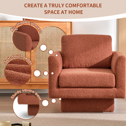 360° Modern Swivel Accent Chair,30" W Teddy Sherpa Round