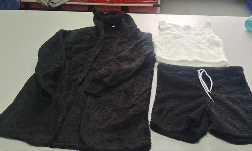 3pcs Women's Loungewear Set – Cozy Crop Tank, Drawstring Shorts & Long