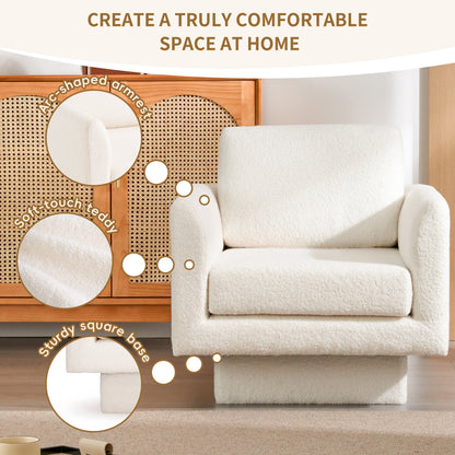 360° Modern Swivel Accent Chair,30" W Teddy Sherpa Round