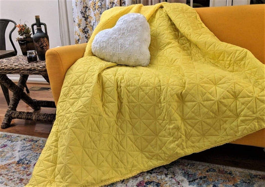 DaDa Bedding Happy Sunny Yellow Bright Quilted Ultra Sonic Reversible