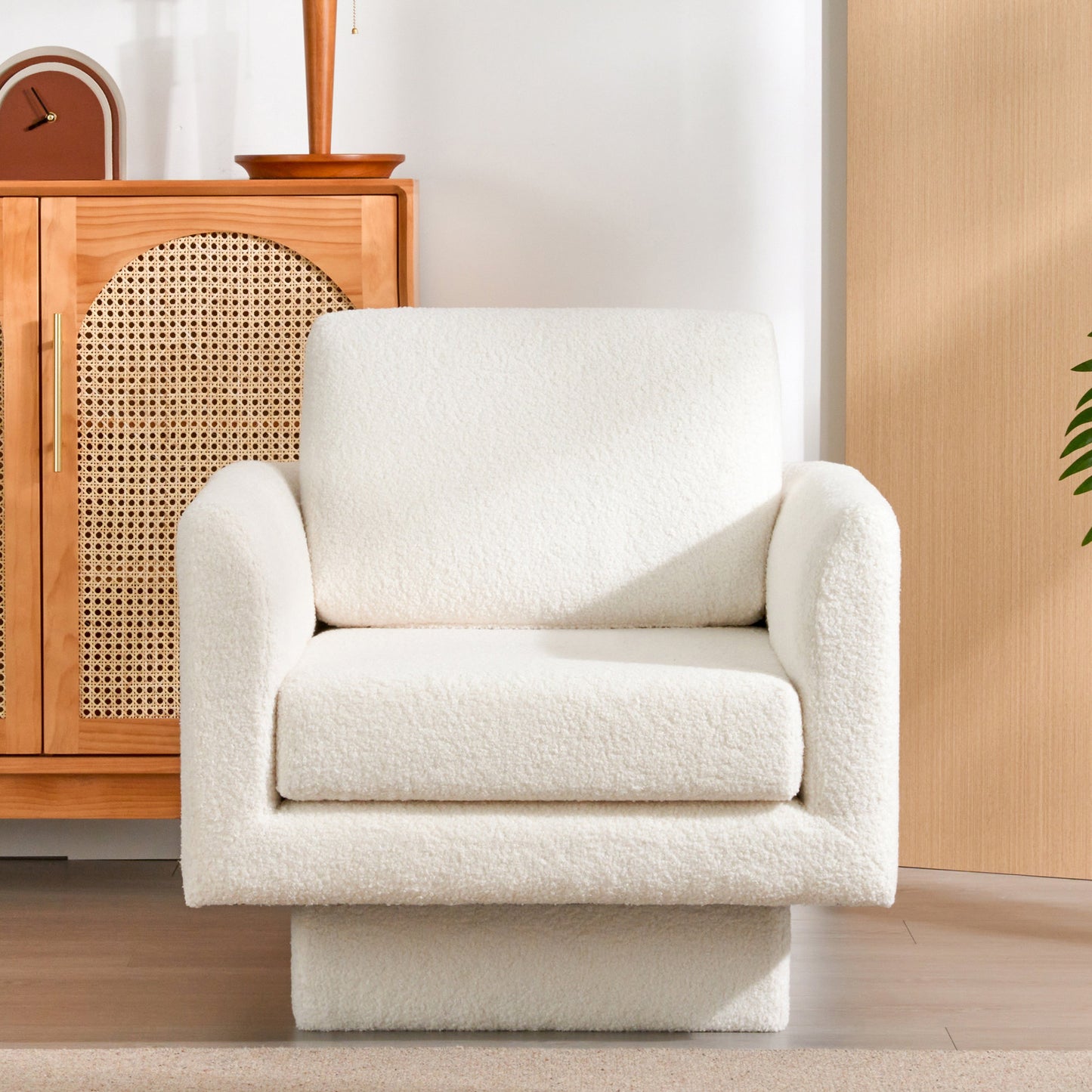 360° Modern Swivel Accent Chair,30" W Teddy Sherpa Round