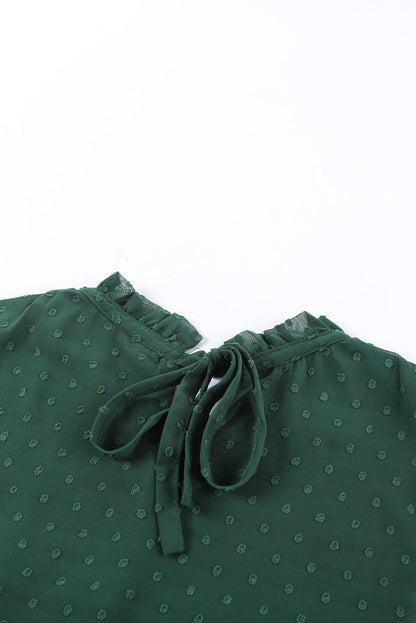 Green Swiss Dot Smocked Crew Neck Tank