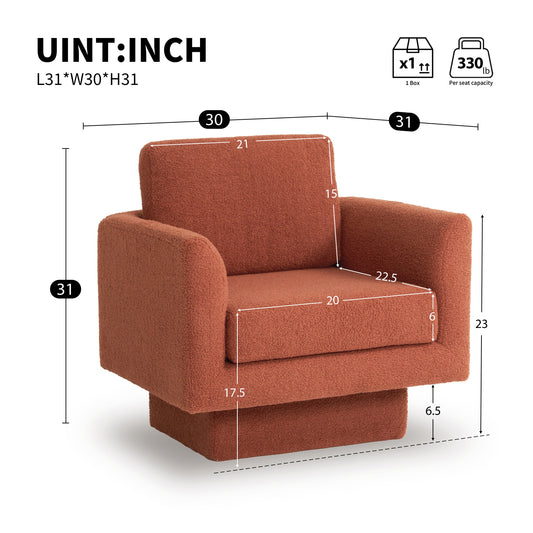 360° Modern Swivel Accent Chair,30" W Teddy Sherpa Round