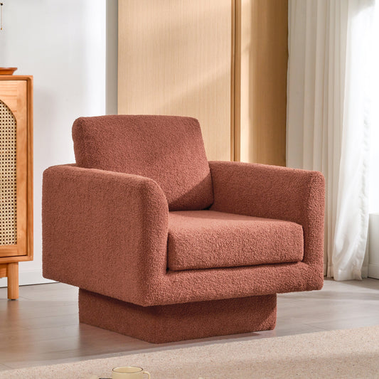 360° Modern Swivel Accent Chair,30" W Teddy Sherpa Round