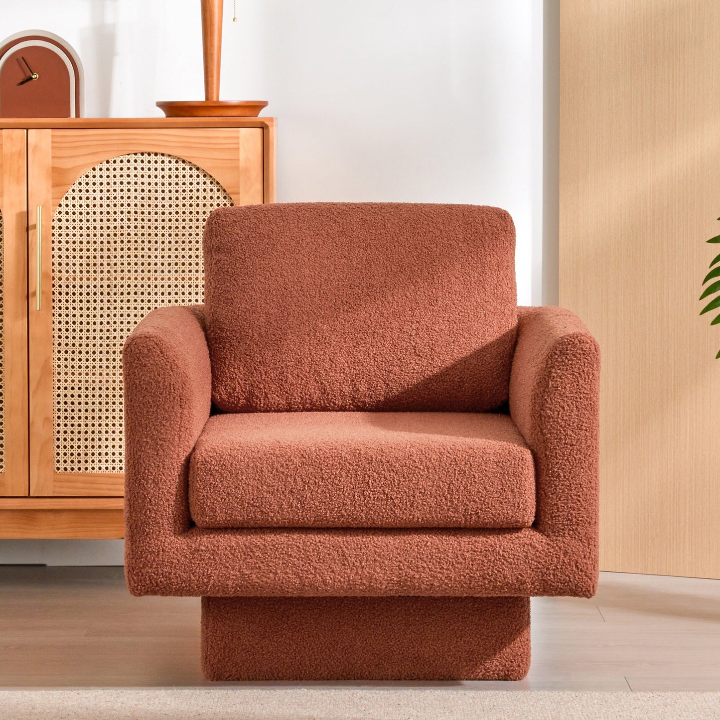 360° Modern Swivel Accent Chair,30" W Teddy Sherpa Round