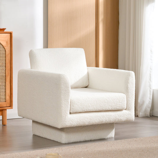 360° Modern Swivel Accent Chair,30" W Teddy Sherpa Round