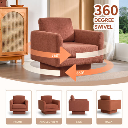 360° Modern Swivel Accent Chair,30" W Teddy Sherpa Round
