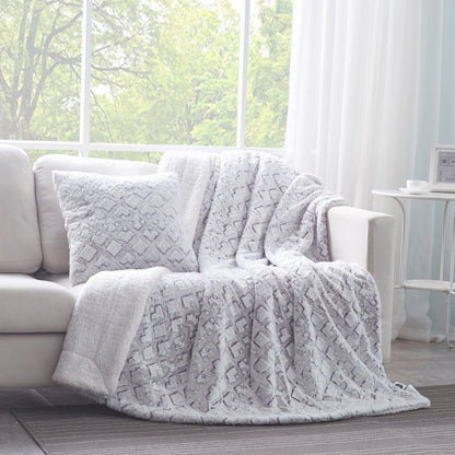 DaDa Bedding Dreamy Milky Way White & Purple Embossed Faux Fur Euro