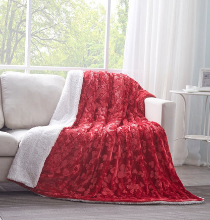 DaDa Bedding Luxury Romantic Red Lovely Hearts Dreamy Plush Faux Fur