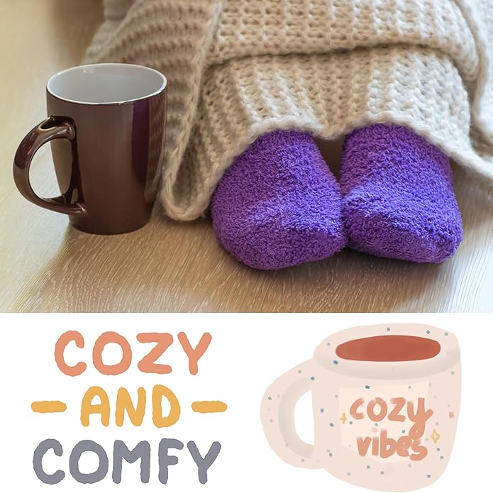 Colorful Patterned Wild Comfort Fuzzy Socks - 6 Pairs