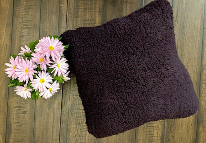 DaDa Bedding Hand-Made Eggplant Purple Sherpa Backside Quilted Throw