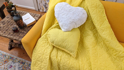DaDa Bedding Happy Sunny Yellow Bright Quilted Ultra Sonic Reversible
