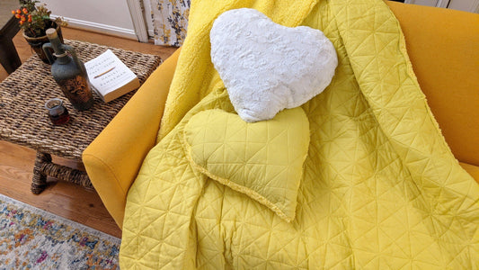 DaDa Bedding Happy Sunny Yellow Bright Quilted Ultra Sonic Reversible