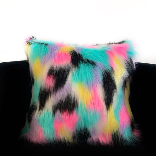 Plutus Pink, Blue, Black, Yellow Exotic Animal Faux Fur Luxury Throw