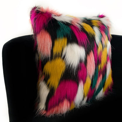 Plutus Purple, Yellow, Black Amazonian Bird Animal Faux Fur Luxury