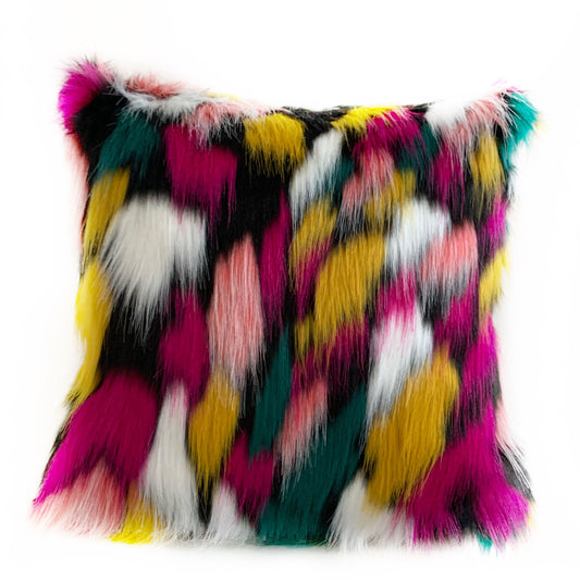 Plutus Purple, Yellow, Black Amazonian Bird Animal Faux Fur Luxury