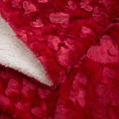 DaDa Bedding Luxury Romantic Red Lovely Hearts Dreamy Plush Faux Fur