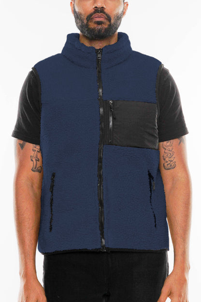 SHERPA FLEECE ZIP UP VEST