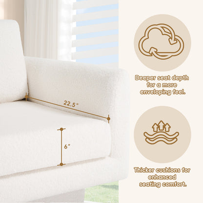 360° Modern Swivel Accent Chair,30" W Teddy Sherpa Round