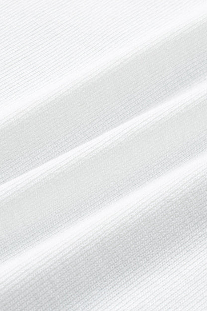 White Ribbed Knit Skinny Square Neck Tank Top