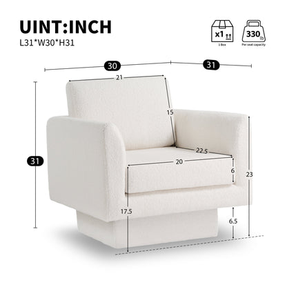 360° Modern Swivel Accent Chair,30" W Teddy Sherpa Round
