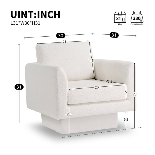 360° Modern Swivel Accent Chair,30" W Teddy Sherpa Round