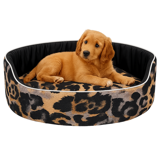 Leopard Print Cozy Pet Bed – Soft, Stylish & Secure
