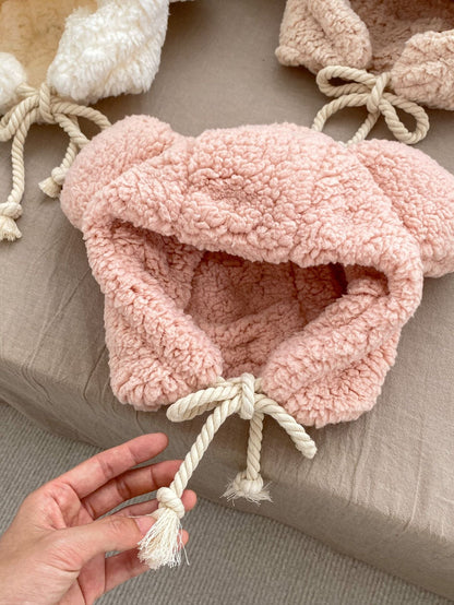 Winter Infant Baby Boys And Girls Solid Fluffy Thermal Hats