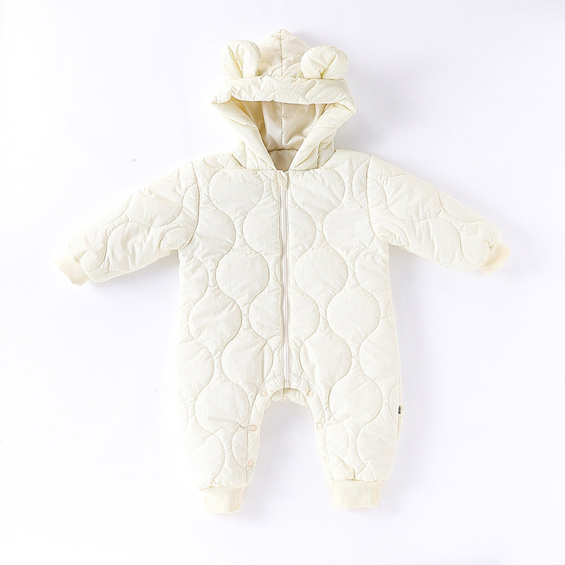 Autumn and Winter Arrival Baby Unisex Solid Color Hooded Cozy Long