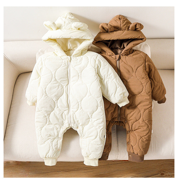 Autumn and Winter Arrival Baby Unisex Solid Color Hooded Cozy Long