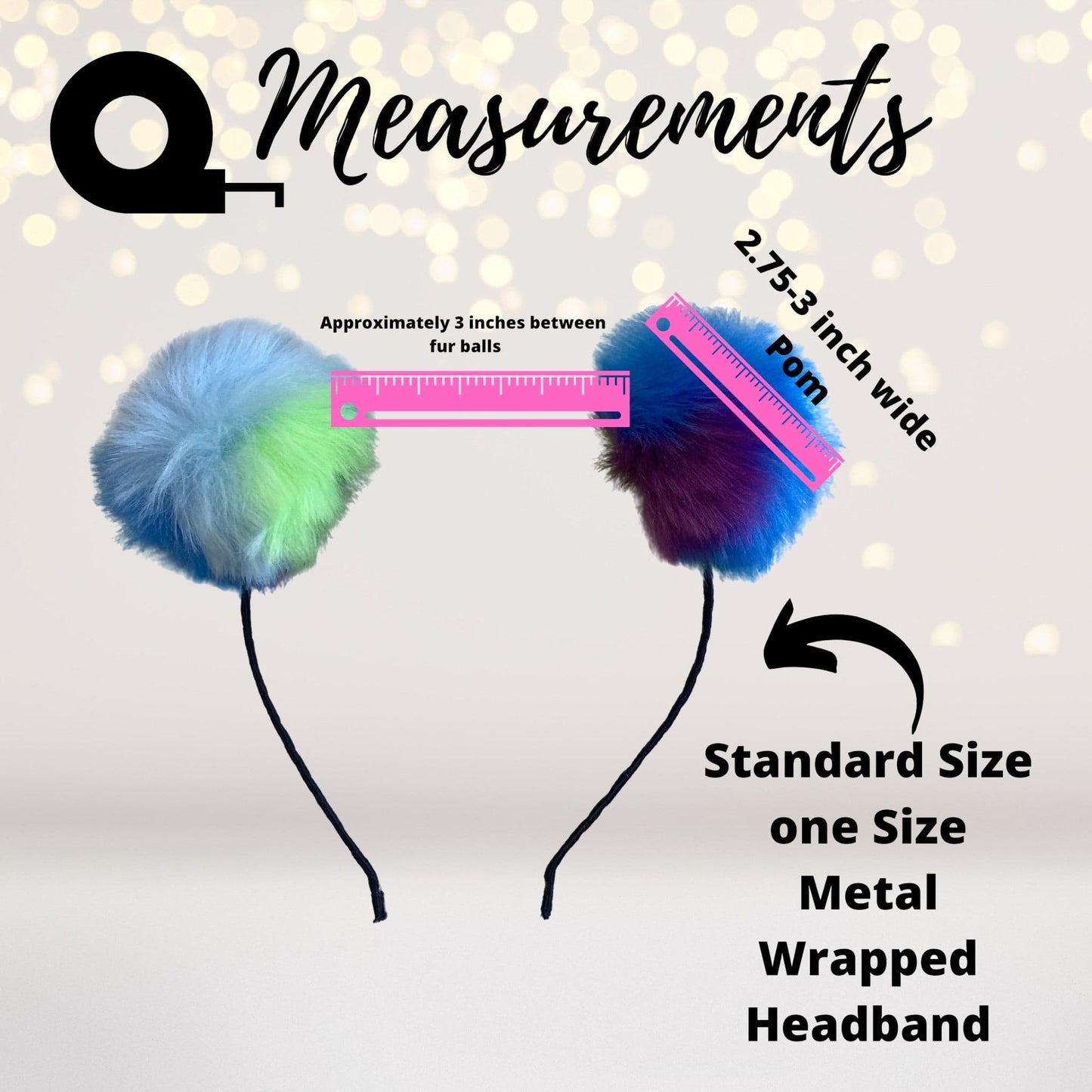 Rainbow Fuzzy Furry Pom Pom Ears Headband