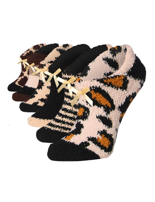Colorful Patterned Wild Comfort Fuzzy Socks - 6 Pairs