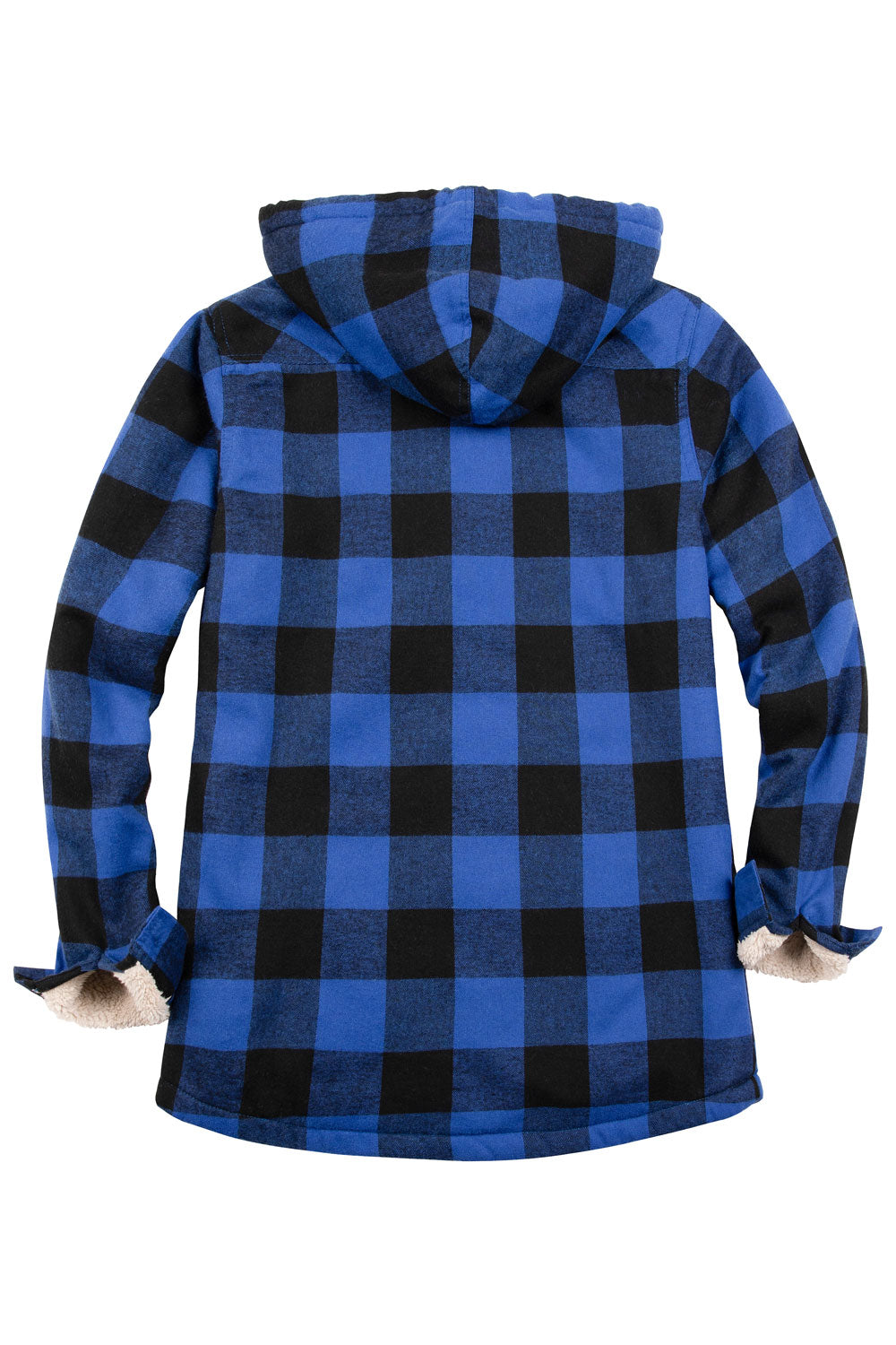 Women's Sherpa Lined Flannel Jacket with Hood, Button Up Plaid