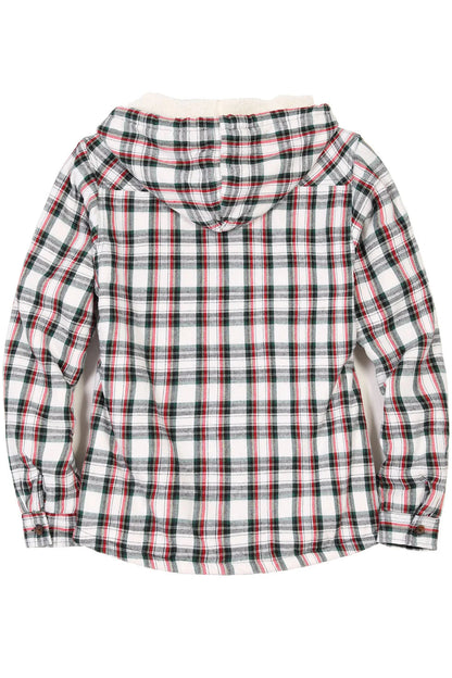 Women's Sherpa Lined Flannel Jacket with Hood, Button Up Plaid