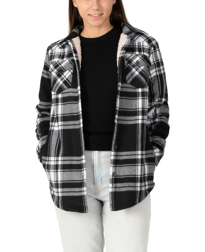 Women's Flannel Shirt Jacket,Sherpa-Lined Plaid