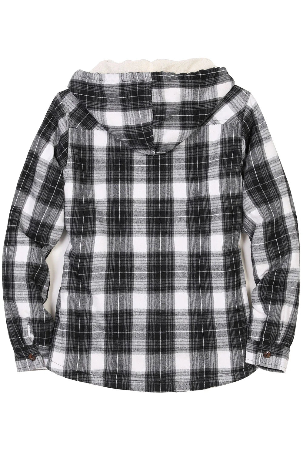 Women's Sherpa Lined Flannel Jacket with Hood, Button Up Plaid