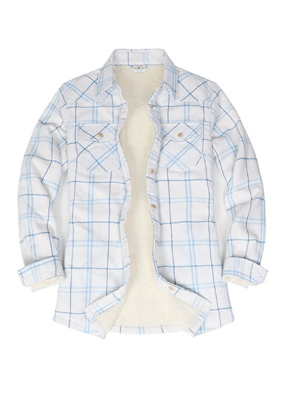 Women's Flannel Shirt Jacket,Sherpa-Lined Plaid